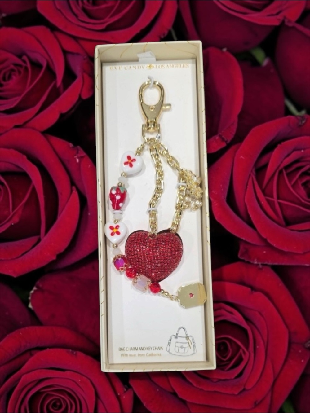 Eye Candy Red Heart Keychain Bag Charm NIB